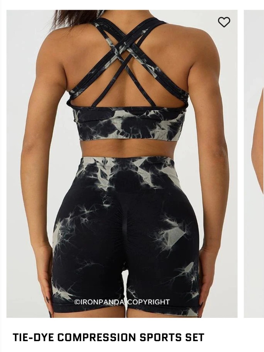 Tie-Dye Sports Bra & Shorts Set - Black/White
